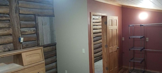 hallway with wooden ceiling