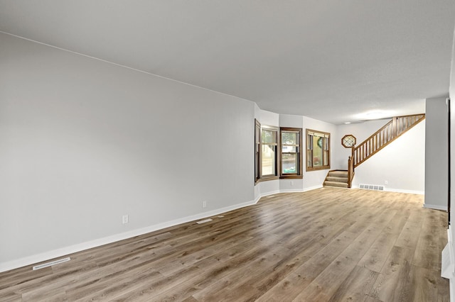 unfurnished living room featuring light hardwood / wood-style flooring