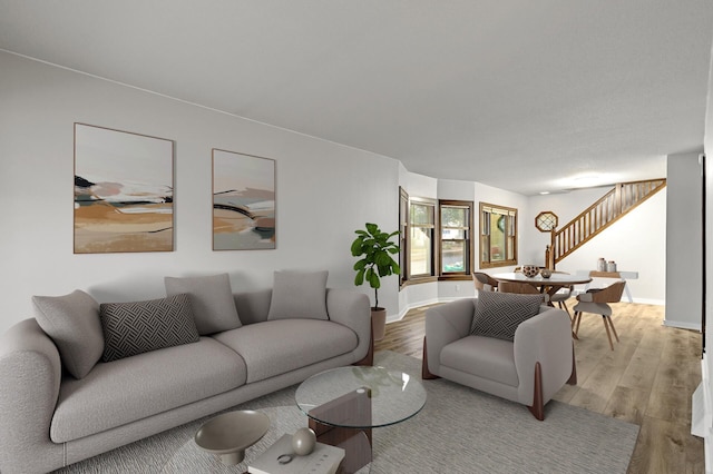 living room featuring light hardwood / wood-style flooring