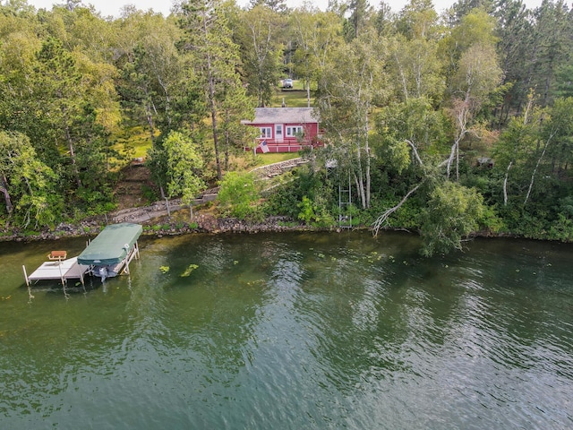 water view with a boat dock