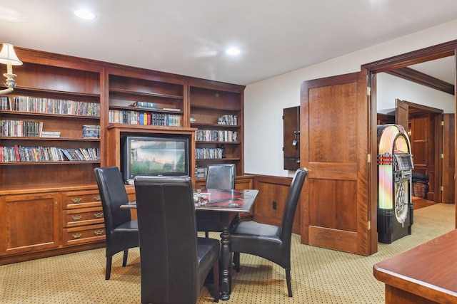 view of carpeted dining room