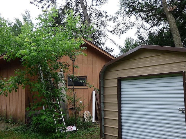 exterior space featuring a garage