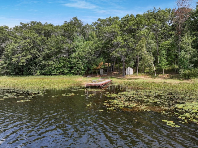 view of dock featuring a water view