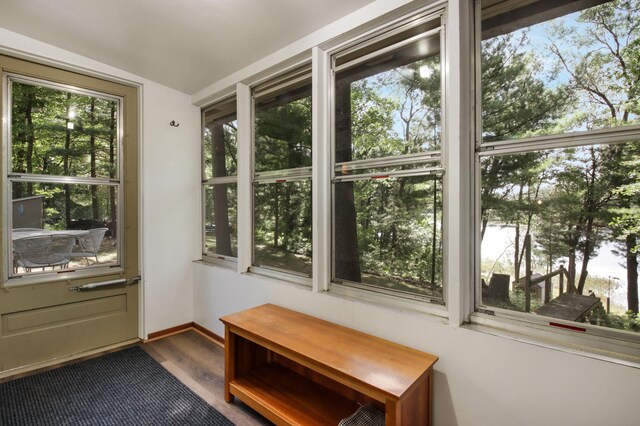 sunroom / solarium with lofted ceiling