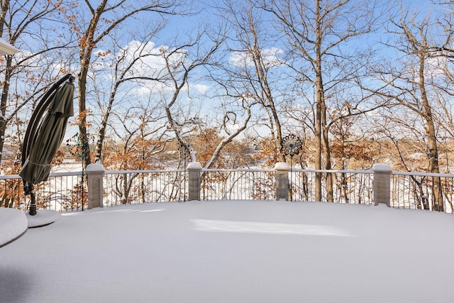 view of yard layered in snow