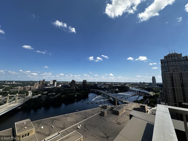 view of water feature featuring a city view