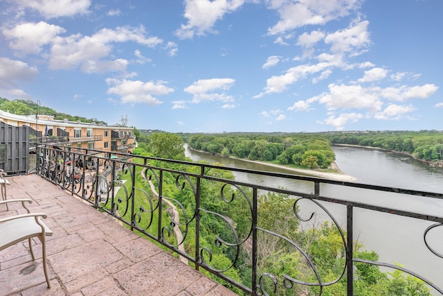 balcony with a water view