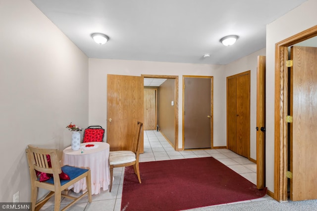 interior space featuring light tile patterned flooring