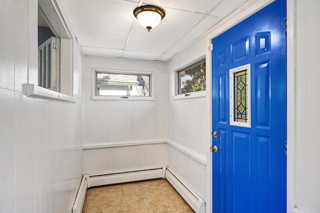 entryway with a baseboard radiator