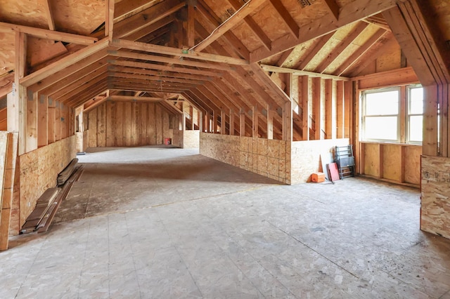 view of unfinished attic