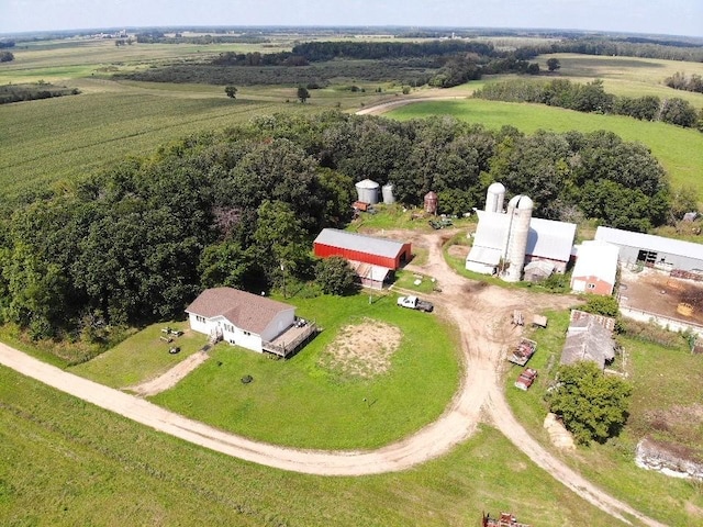 drone / aerial view with a rural view