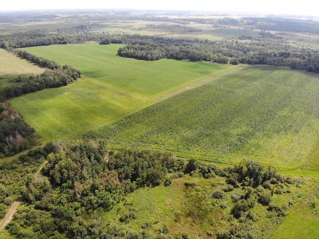 birds eye view of property with a rural view