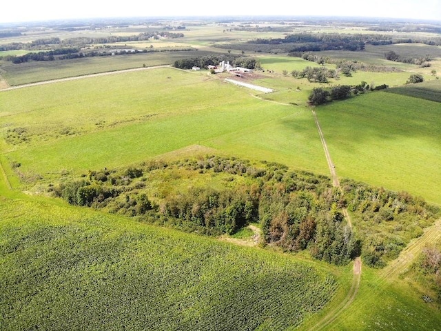 birds eye view of property featuring a rural view