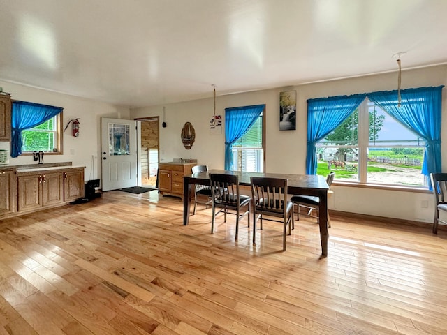 dining area featuring light wood-type flooring