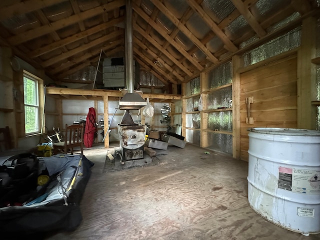 miscellaneous room featuring vaulted ceiling