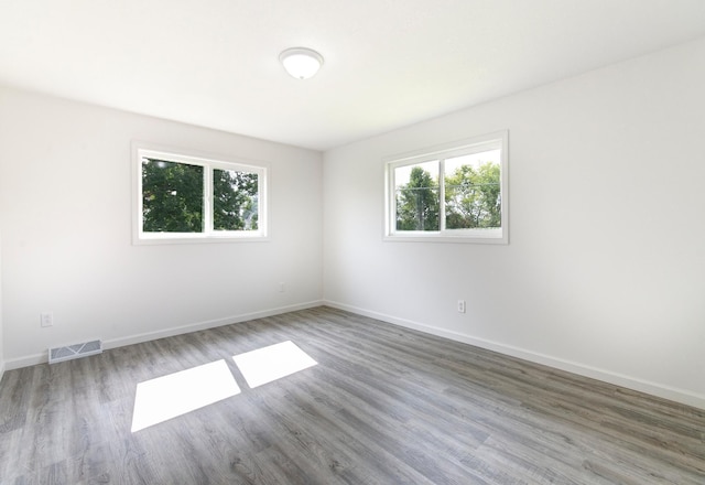 spare room featuring hardwood / wood-style flooring and a healthy amount of sunlight