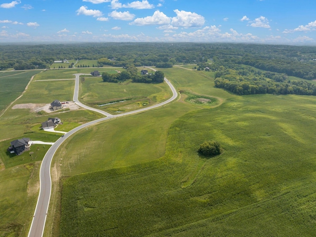 birds eye view of property featuring a rural view