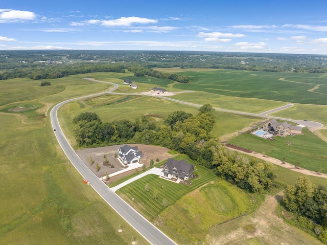 bird's eye view with a rural view