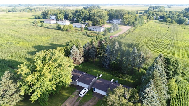 birds eye view of property featuring a rural view