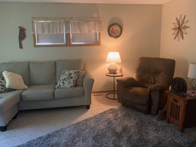 living room featuring carpet floors