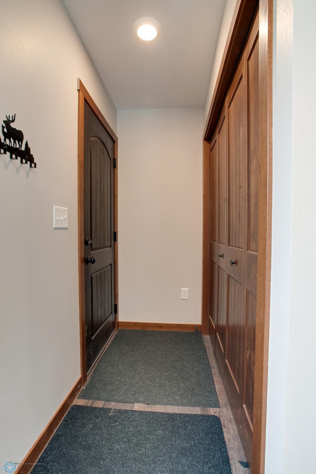 view of carpeted foyer entrance