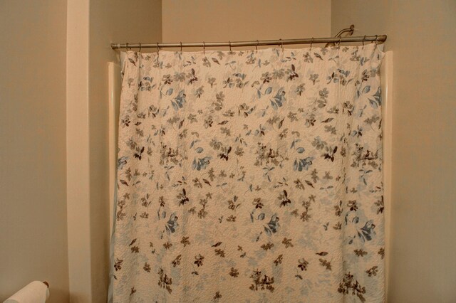 bathroom featuring a shower with shower curtain