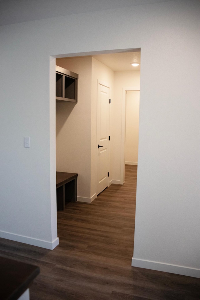 hallway featuring dark hardwood / wood-style floors