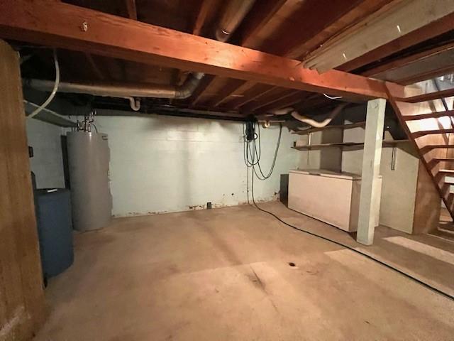 basement with water heater