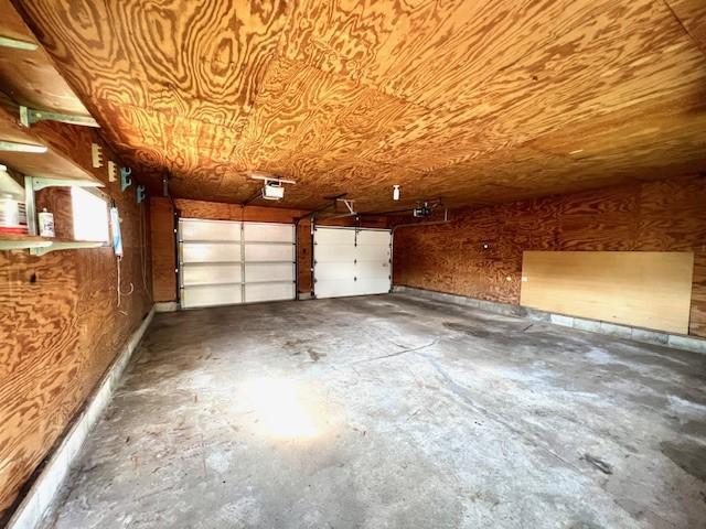 garage with a garage door opener