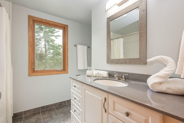 bathroom featuring vanity and tile patterned floors