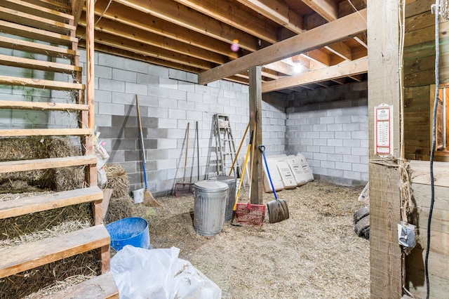 view of unfinished basement