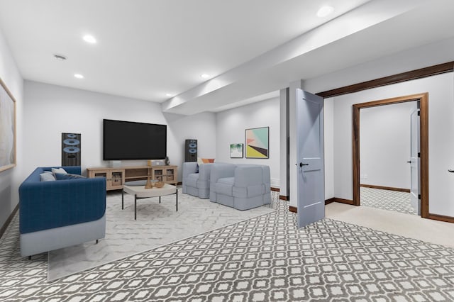 5534 Conifer Trl, Minnetonka, MN 55345 - living room with baseboards, recessed lighting, and light carpet