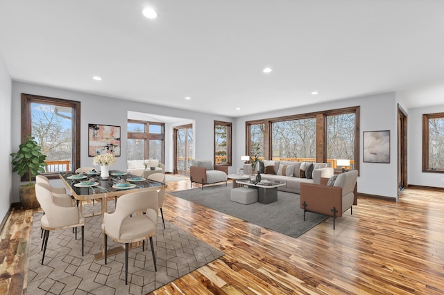 5534 Conifer Trl, Minnetonka, MN 55345 - dining area featuring light wood-type flooring, recessed lighting, healthy amount of natural light, and baseboards