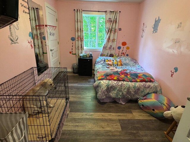 bedroom featuring dark wood finished floors