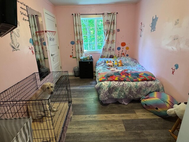 bedroom featuring dark wood-type flooring