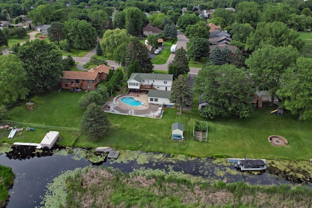 10873 69th Ave N, Maple Grove, MN 55369 - aerial overview of property's location with a nearby body of water and a pool area