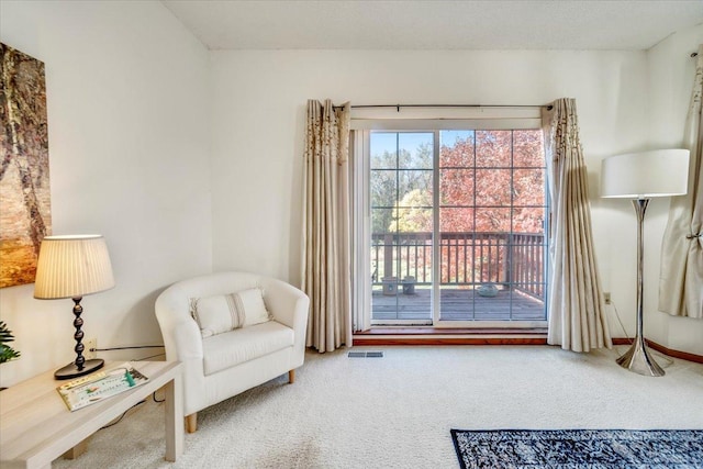 sitting room featuring carpet