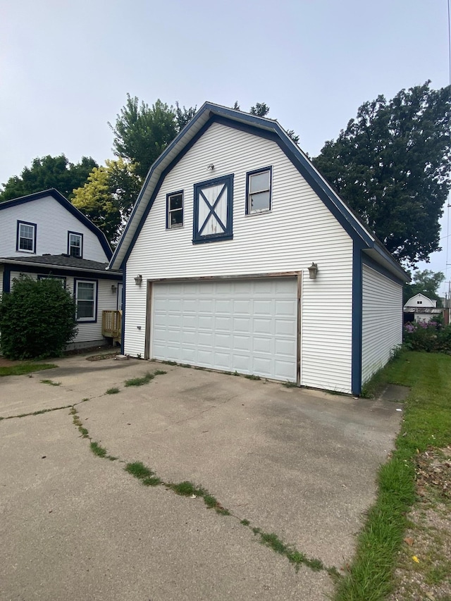 exterior space with a garage