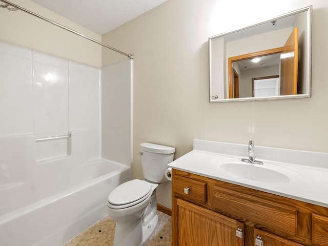 full bathroom with tile patterned flooring, vanity, shower / bath combination, and toilet