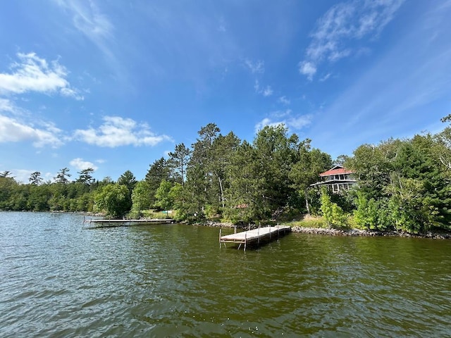 7155 Oak Narrows Rd, Greenwood Twp, MN 55723 - dock area featuring a water view and a view of trees