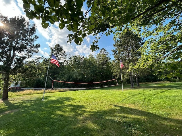 7155 Oak Narrows Rd, Greenwood Twp, MN 55723 - surrounding community with a lawn and volleyball court