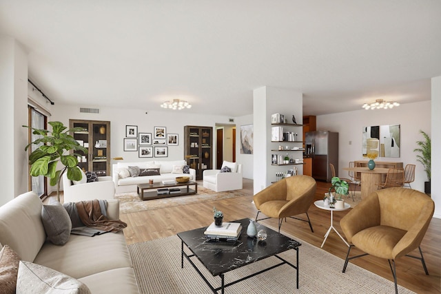 living room with hardwood / wood-style flooring