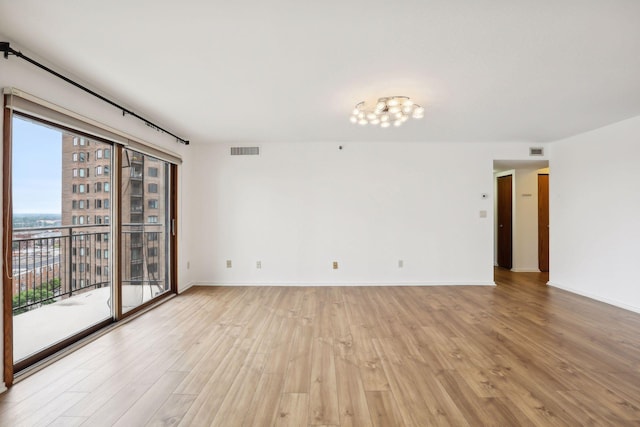 spare room featuring light wood-type flooring and a wealth of natural light