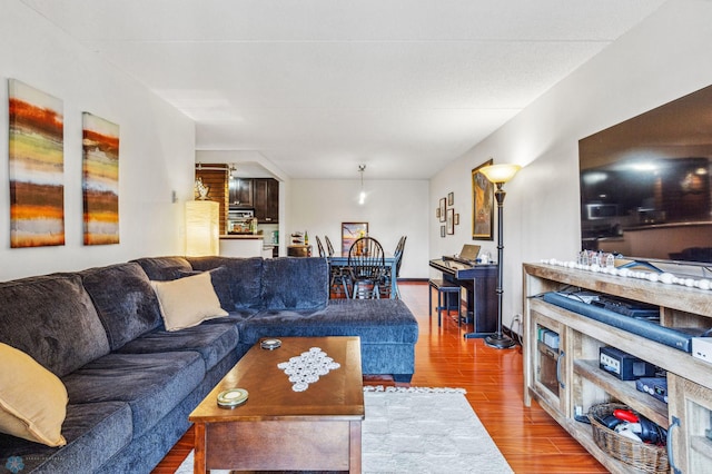 living area with wood finished floors