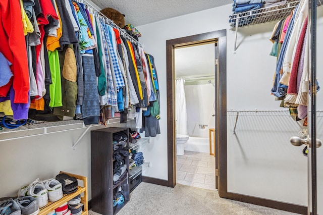 spacious closet featuring carpet floors