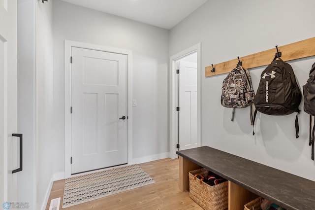 mudroom with light wood-type flooring