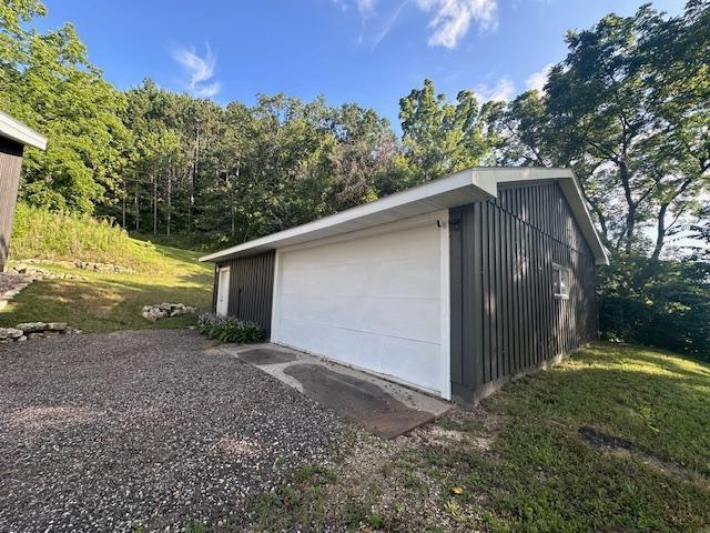 view of detached garage