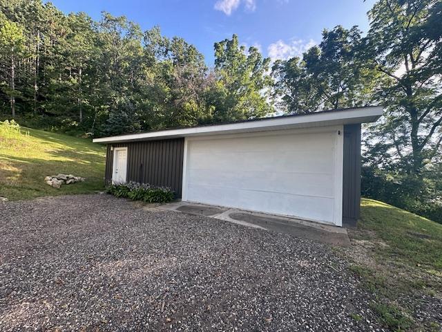 view of detached garage