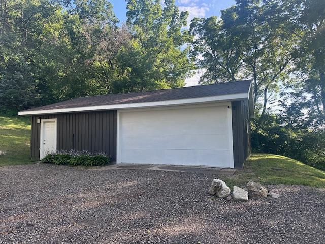 view of detached garage