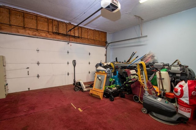 garage with a garage door opener